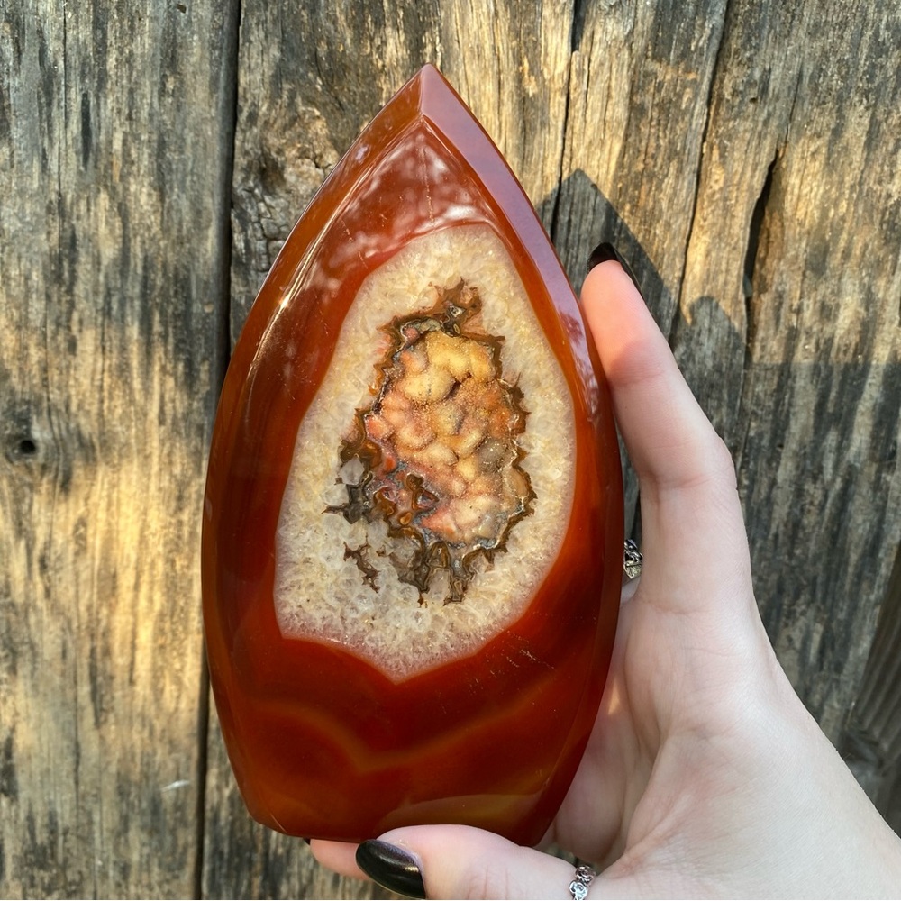 ☁️ druzy carnelian large teardrop crystal freeform